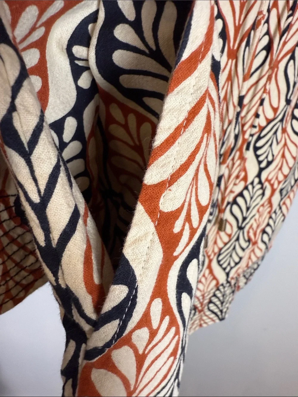 Free People Gia Shift Mini Dress Retro Geometric Fan Print Orange Boho Small EUC
